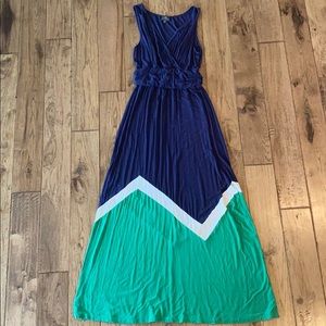 Chevron Maxi dress in navy